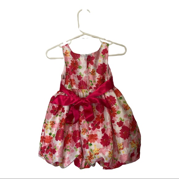 Nanette Baby Easter Dress Pink Floral Bubble Formal Dress Flower appliqué 18 Mo - Picture 4 of 8